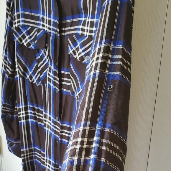 SANCTUARY Main Street Plaid Boyfriend Tunic Shirt In Nightout Plaid - Picture 7 of 11